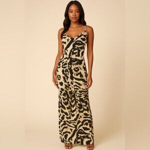 Fashion Nova Leopard Print Maxi Slip Dress – Size XS